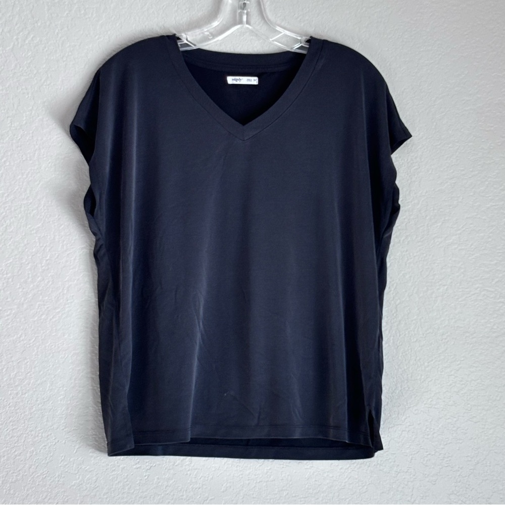 Edgely Women's Charcoal V-Neck Short Sleeve Modal Top M
